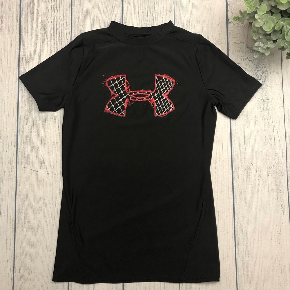 UA Heat Gear Fitted Short Sleeve Tee Black Large